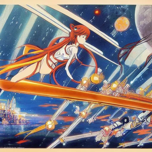 Prompt: multiple beautiful anime waifus, by Robert McCall