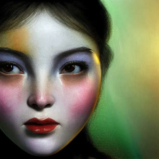 Image similar to A portrait of a beautiful and enigmatic huggy-wuggy from poppy-playtime the video game. Fancy Dress. Subsurface Scattering. Translucent Skin. Rainbow palette. defined facial features, symmetrical facial features. Opalescent surface. beautiful lighting. By Giger and Ruan Jia and Artgerm and WLOP and William-Adolphe Bouguereau. Photo real. Hyper-real. Photorealism. Fantasy Illustration. Masterpiece. trending on artstation, featured on pixiv, award winning, cinematic composition, dramatic pose, sharp, details, Hyperrealism, HD, HDR, 4K, 8K.