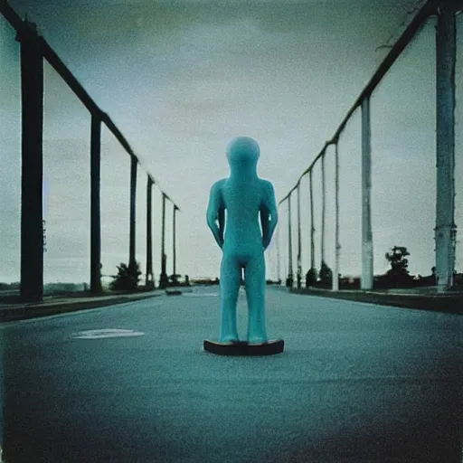 Prompt: “alien invasion photography, various subjects, cinestill 800t, in the style of William eggleston”