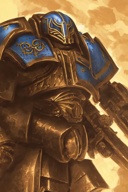 Image similar to armor portrait heros warhammer 4 0 k horus heresy fanart - the primarchs emperor by johannes helgeson animated with vfx concept artist & illustrator global illumination ray tracing hdr fanart arstation zbrush central hardmesh 8 k octane renderer comics stylized