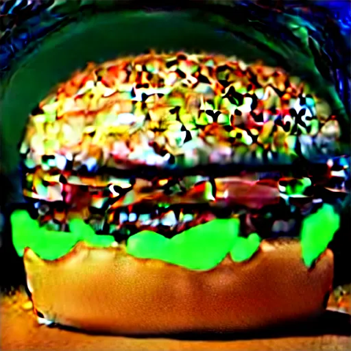 Image similar to a cat / burger hybrid, with fries, volumetric lighting, 4 k