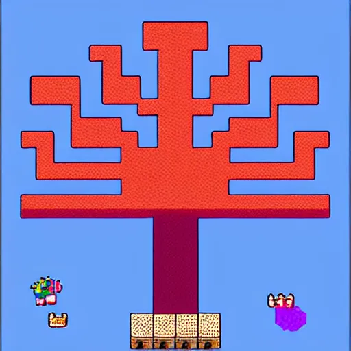 Prompt: pixel art ( platform game ) tree