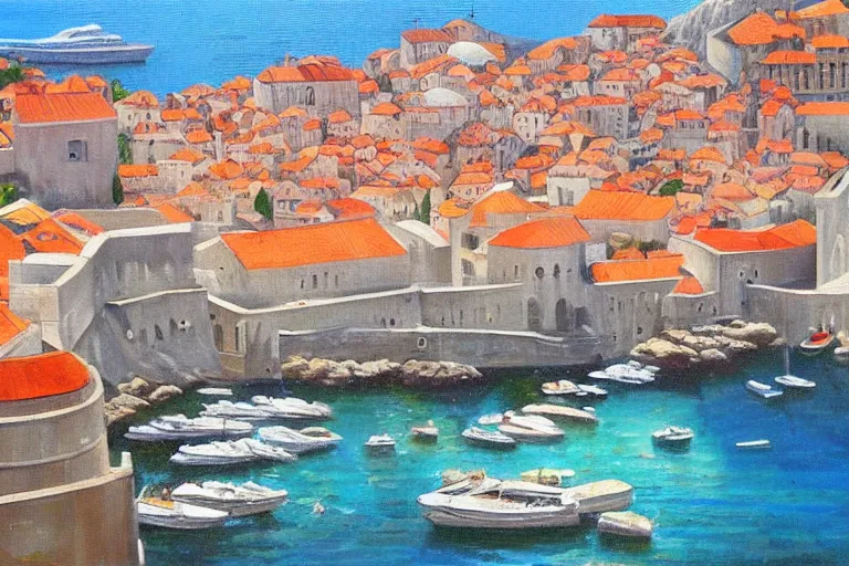Prompt: dubrovnik, oil painting, oil in canvas, old painting