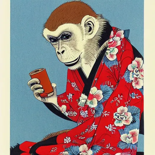 Image similar to a monkey in a kimono