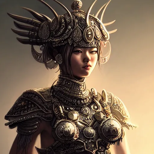 Image similar to beautiful extremely detailed intricate concept art depicting a warrior by wlop. shining jewelry. bcy. net