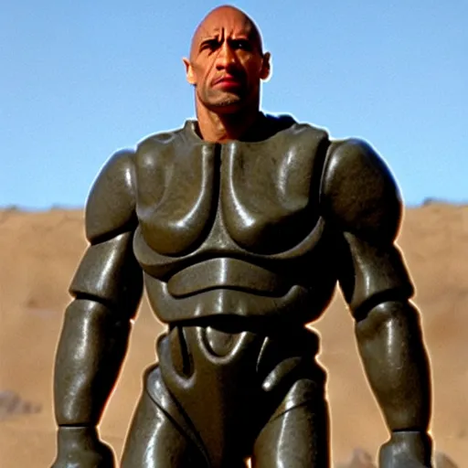 Prompt: the rock as a stone golem, soldier, still from the movie starship troopers