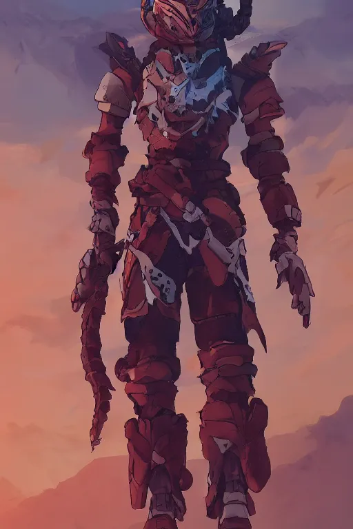 Image similar to combination suit armor aloy horizon forbidden west horizon zero dawn robot ninja mask helmet backpack tribal, art gta 5 comics, official fanart behance hd artstation by jesper ejsing, by rhads, makoto shinkai and lois van baarle, ilya kuvshinov, ossdraws radiating a glowing aura cgi rtx 2 0 2 2