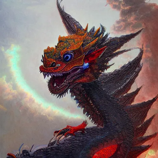 Prompt: artstation concept of a tiny chinese dragon breathing visably, small and cute dragon, bright colorful, hyperdetailed, artstation trending, world renowned artists, worth 1 0 0 0. com, historic artworks society, antique renewel, cgsociety, by greg rutkowski, by gustave dore, deviantart