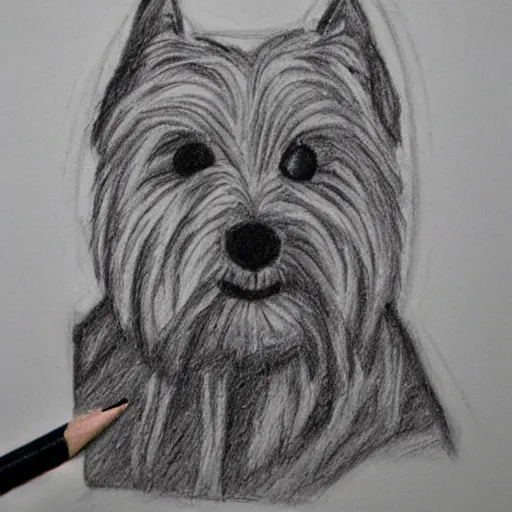 Image similar to pencil sketch of a monastic westie drinking mead