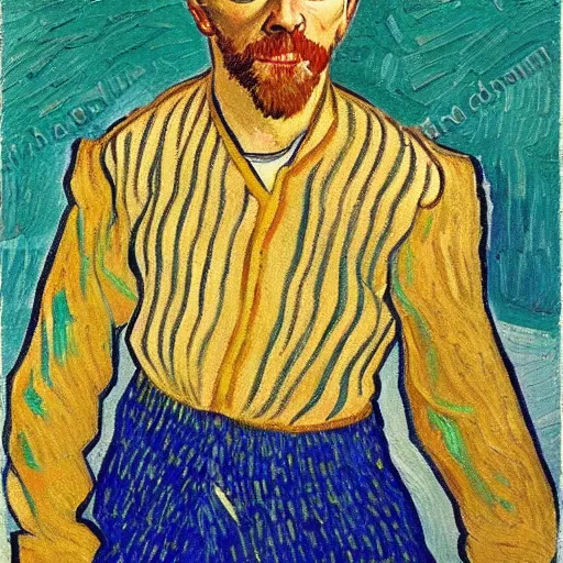 Image similar to A van Gogh style painting of an American football player