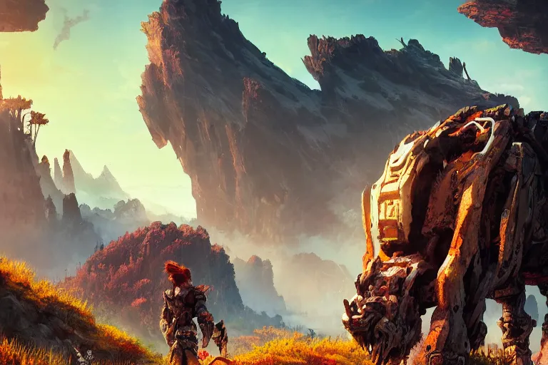 Image similar to tremortusk machine creature robot of horizon forbidden west horizon zero dawn radiating a glowing aura global illumination ray tracing hdr fanart arstation by ian pesty and alena aenami artworks in 4 k