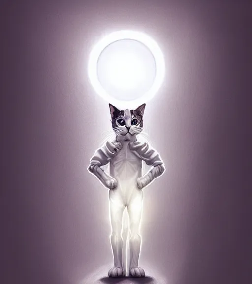 Image similar to symmetry!! anthropomorphic cat doctor in a white coat holding x ray film, solid cube of light, hard edges, intricate, elegant, highly detailed, digital painting, artstation, concept art, smooth, sharp focus, illustration, dreamlike, art by artgerm