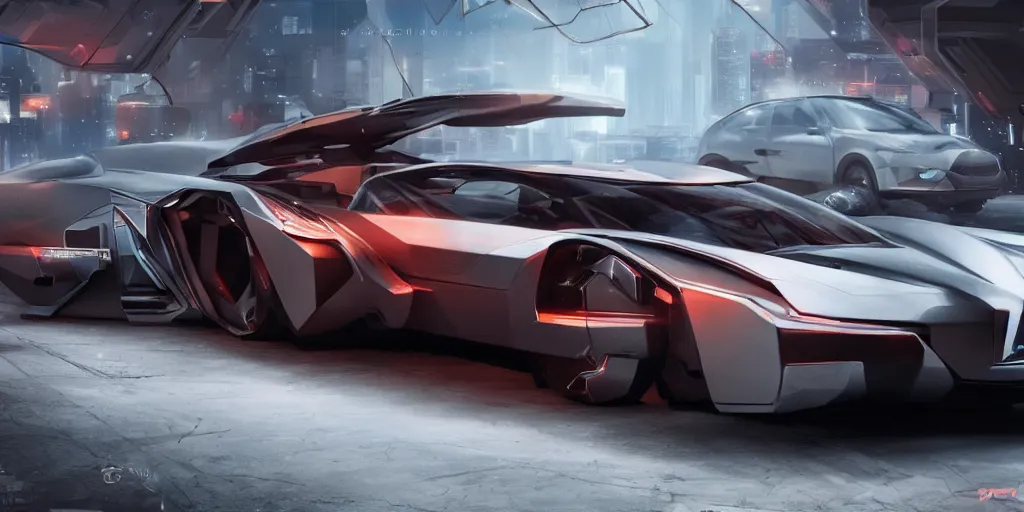 Image similar to a futuristic scifi cyberpunk car design, car design, vehicle, car photography, 4 k