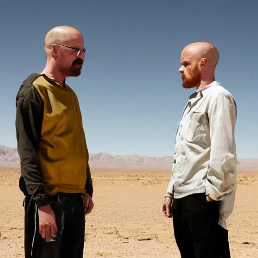 Prompt: Walter White meets Jesse pinkman in a desert