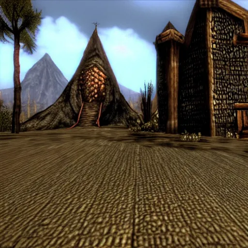 Image similar to among us imposter in morrowind, retro pc graphics, video game screenshot, retro 3 d, pc game, elder scrolls, morrowind