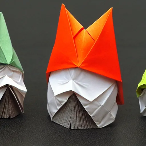 Prompt: origami gnomes