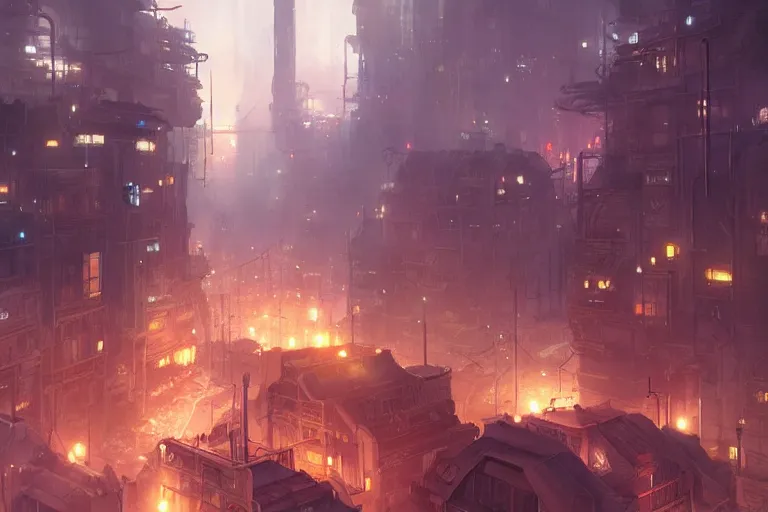 Image similar to concept art of a dieselpunk city, key visual, ambient lighting, highly detailed, digital painting, artstation, concept art, sharp focus, by makoto shinkai and akihiko yoshida and hidari and wlop