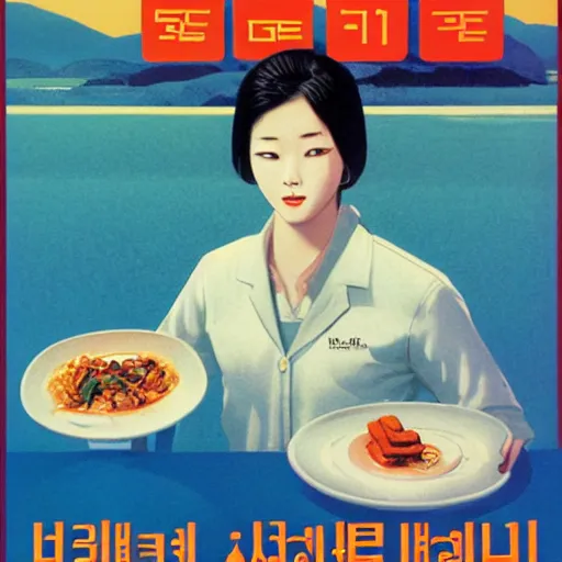 Prompt: poster advertisement for chuncheon dak - galbi by dean ellis