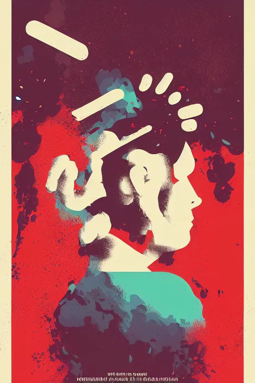 Prompt: intrusive thoughts, poster by Steve Thomas and Mike beeple Winklemann, screen print