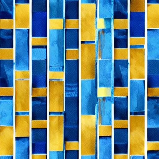 Image similar to textile geometric pattern blue squares white stripes, high quality tiles, clean, artstation