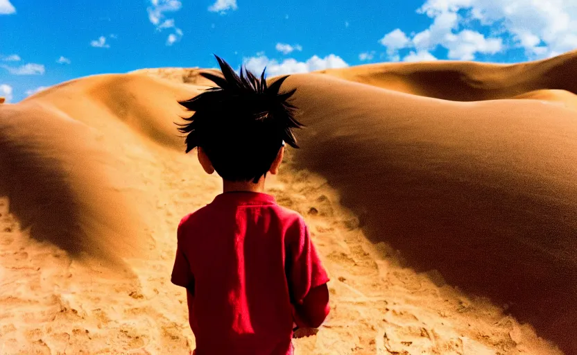 Image similar to a luffy in sand dunes, photography