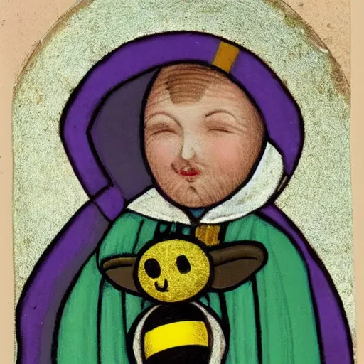Image similar to a bee who is religious and dressed as a priest