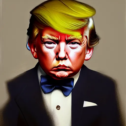 Image similar to portrait donald trump as a pouting toddler, fine art, award winning, desaturated, brown tones, intricate, elegant, sharp focus, cinematic lighting, digital painting, 8 k concept art, by michael hussar and greg manchess and brom and z. w. gu, 8 k