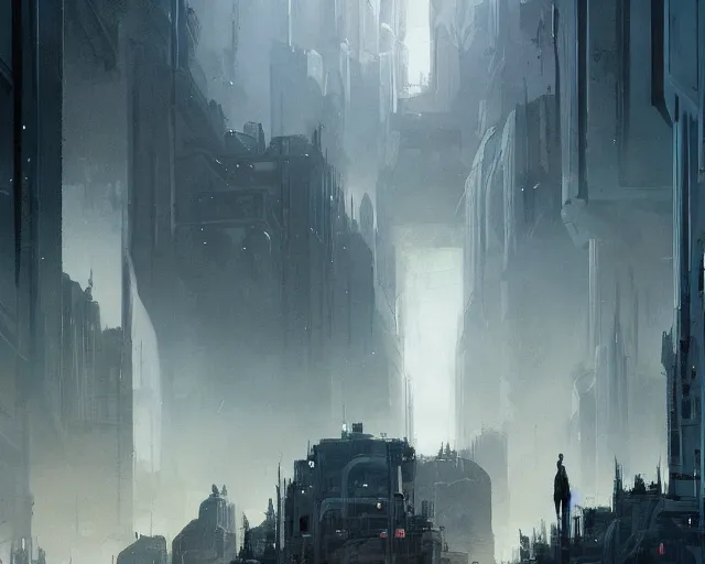 Image similar to great city at the end of time, a sci-fi digital painting by Greg Rutkowski and James Gurney, trending on Artstation, eerily beautiful, highly detailed