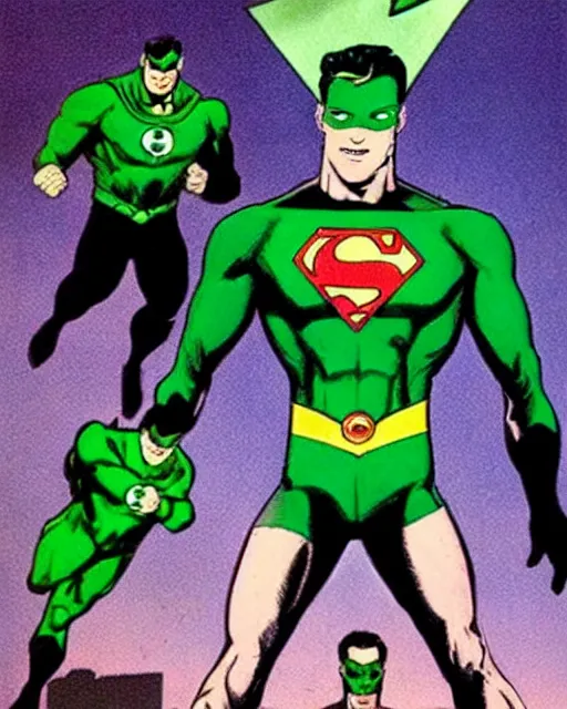 Prompt: supermen dressed like green lantern