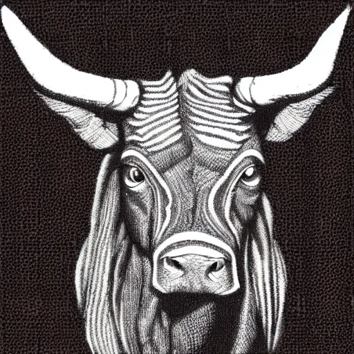 Image similar to a crosshatch minotaur.