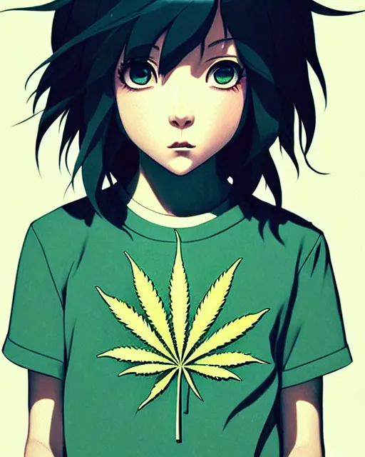 Image similar to cannabis marijuana kid | | very very anime!!!, fine - face, audrey plaza, realistic shaded perfect face, fine details. anime. realistic shaded lighting poster by ilya kuvshinov katsuhiro otomo ghost - in - the - shell, magali villeneuve, artgerm, jeremy lipkin and michael garmash and rob rey