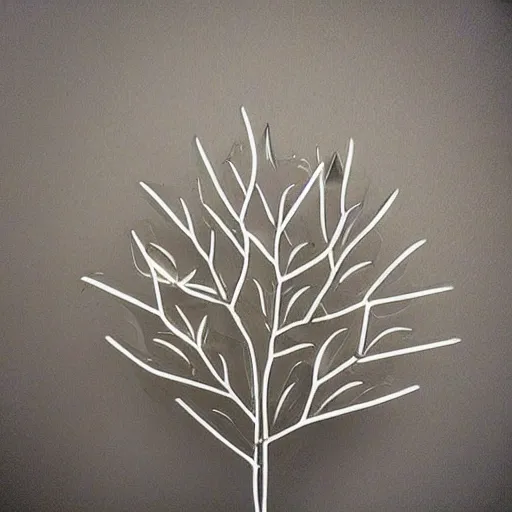 Prompt: “ metal leaves on a plastic tree, highly reflective, realistic, detailed ”