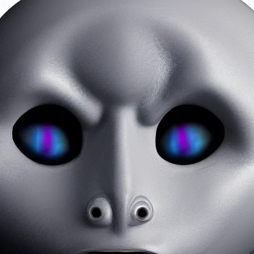 Image similar to a close up of a sad Roswell grey alien head with a white background, a hologram by Alan Bean, featured on zbrush central, hurufiyya, zbrush, polycount, airbrush art