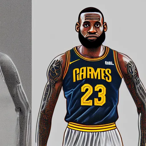 Prompt: kenvin hart with the height of lebron james, ultra realistic, hyper detailed, digital art,