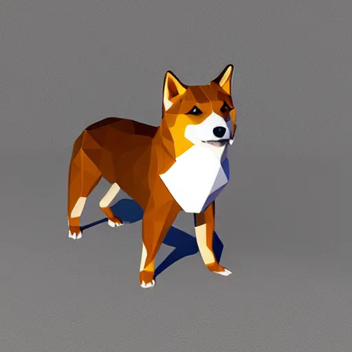 Prompt: Low poly shiba inu