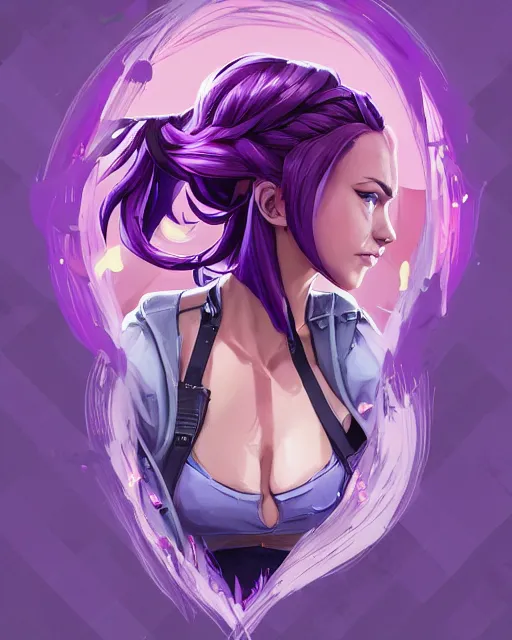 Image similar to beautiful female purple hair tattoo symmetrical face eyes full length fantasy art twitch apex fortnite Video game icon, 2d game art gta5 cover , official fanart behance hd artstation by Jesper Ejsing, by RHADS, Makoto Shinkai and Lois van baarle, ilya kuvshinov, rossdraws