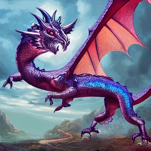 Image similar to “an iridescent dragon destroying a land of donkeys, epic, detailed”