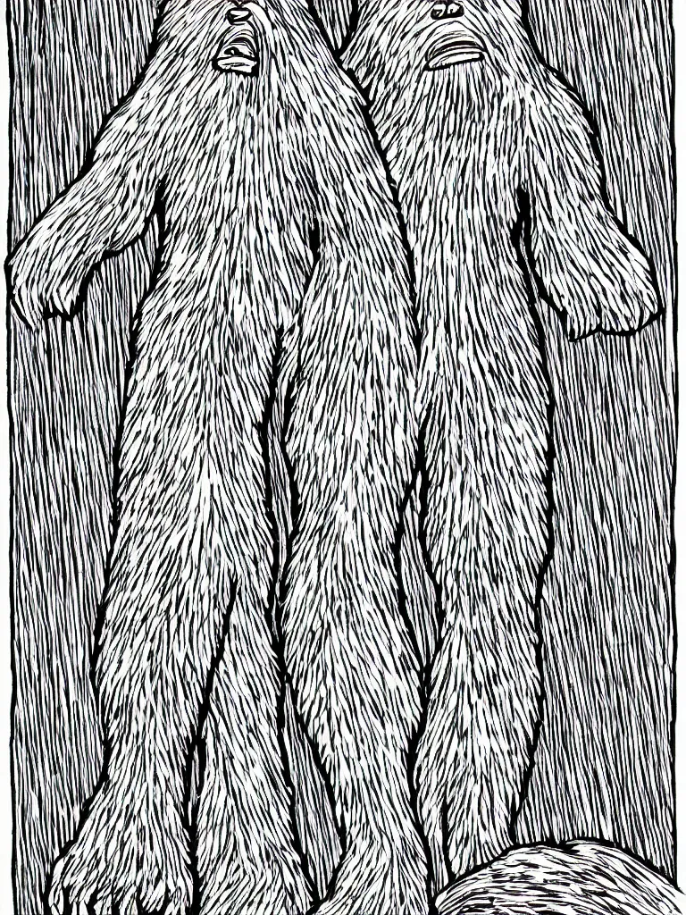 Image similar to a very simple outline of bigfoot, illustration