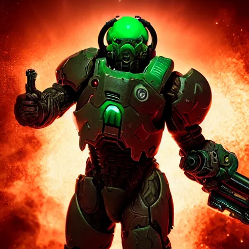 Image similar to doom slayer from doom eternal, photography