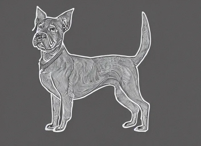 Image similar to illustration of a dog. black thin ink outline