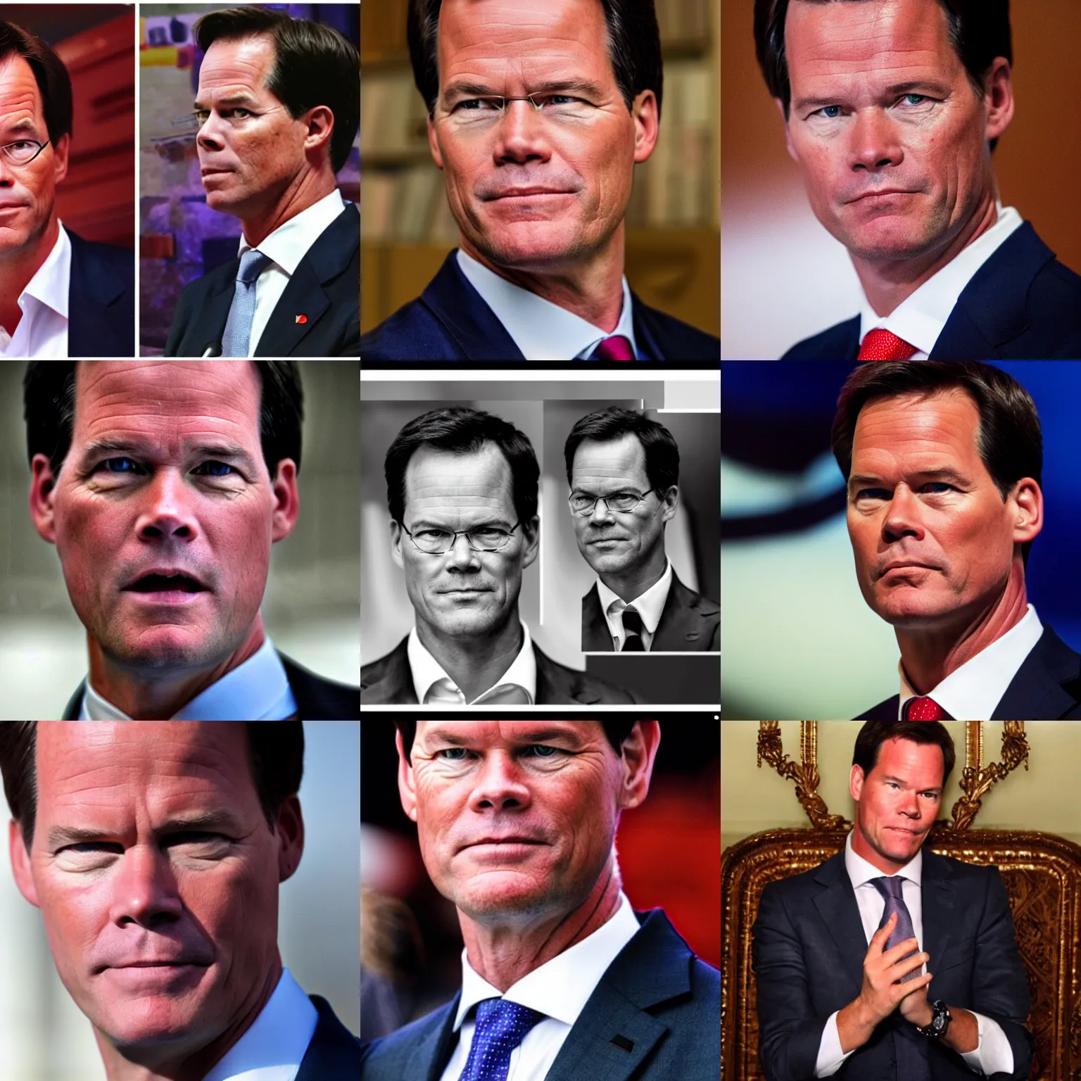 Prompt: Mark Rutte with horns and demon eyes