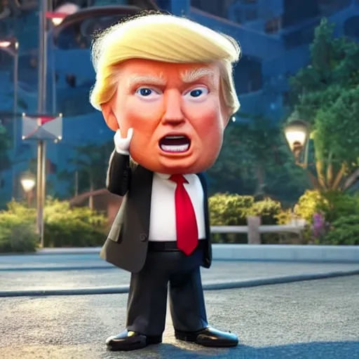 Prompt: a wholesome animation key shot of chibi donald trump, pixar and disney animation, sharp, very detailed, high resolution, rendered in unreal engine 5, key art by greg rutkowski, bloom, dramatic lighting