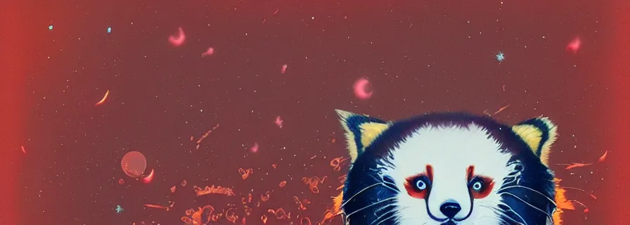 Image similar to red panda by takashi murakami,, beeple and james jean, aya takano color style, 4 k, super detailed, night sky, digital art, digital painting, celestial, majestic, colorful