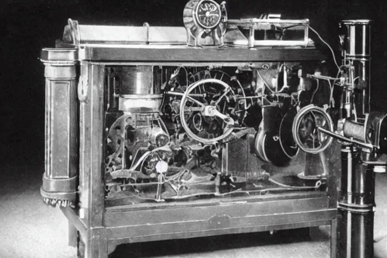 Image similar to a photograph of the first working time machine