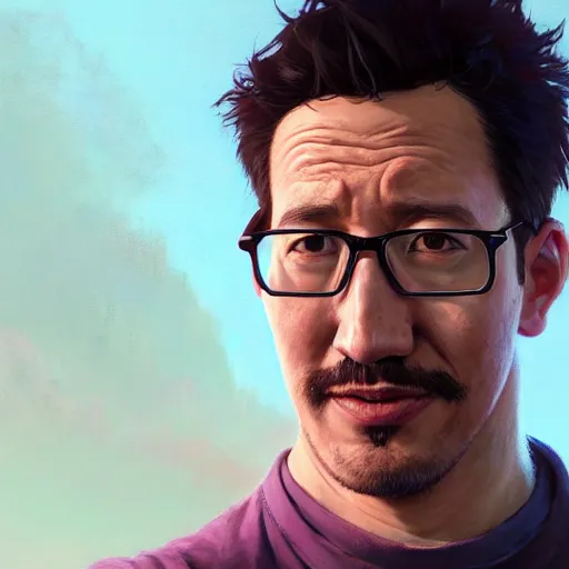 Image similar to highly detailed portrait of markiplier as a puppet in gta v, stephen bliss, unreal engine, fantasy art by greg rutkowski, loish, rhads, ferdinand knab, makoto shinkai and lois van baarle, ilya kuvshinov, rossdraws, tom bagshaw, global illumination, radiant light, detailed and intricate environment