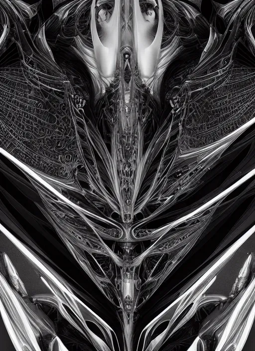 Image similar to cyberpunk noir by zaha hadid, iris van herpen and rick owens. highly detailed, hyper - real, very beautiful, intricate fractal details, very complex, opulent, epic, mysterious, polished, futuristic design, trending on deviantart and artstation