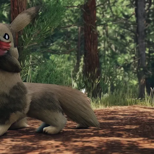 Image similar to Pikachu as wildlife in a forest in Red Dead Redemption 2