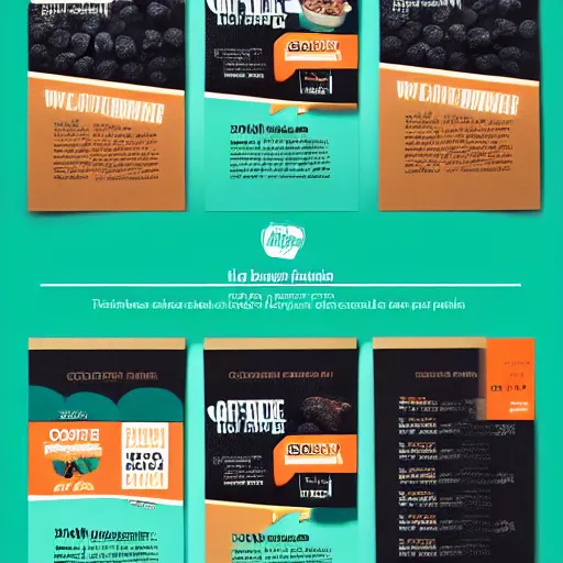 Prompt: square shaped flyer design for a coffee bean roasting company, layout design, teal and orange colour palette, template layout