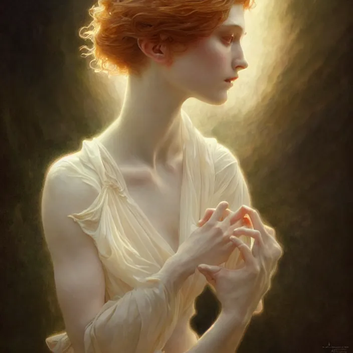 Image similar to translucent ghost, diffuse lighting, fantasy, intricate, elegant, highly detailed, lifelike, photorealistic, digital painting, artstation, illustration, concept art, smooth, sharp focus, art by John Collier and Albert Aublet and Krenz Cushart and Artem Demura and Alphonse Mucha