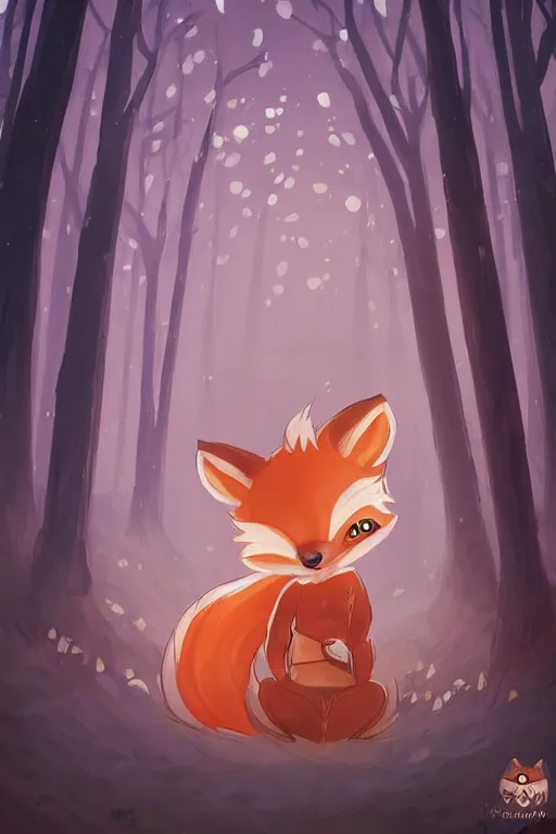 Image similar to a pretty medieval anthropomorphic fox with a fluffy tail in the forest, comic art, trending on furaffinity, cartoon, kawaii, backlighting, furry art!!!, radiant light, bokeh, trending on artstation, digital art, top view